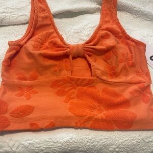 So Orange Textured Crop Top
